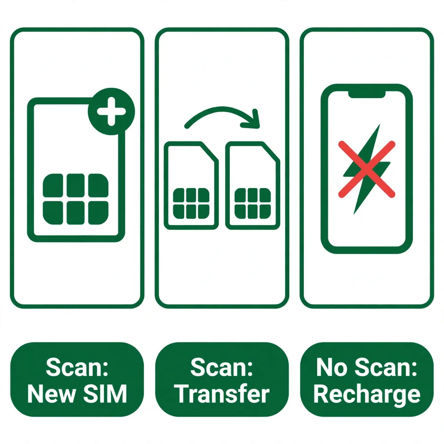 Transactions needing biometric infographic: new SIM, transfer, eSIM