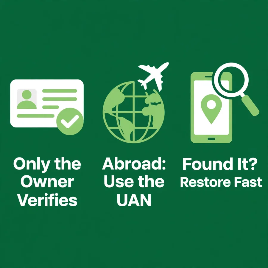Edge cases infographic: family CNIC, abroad, found phone