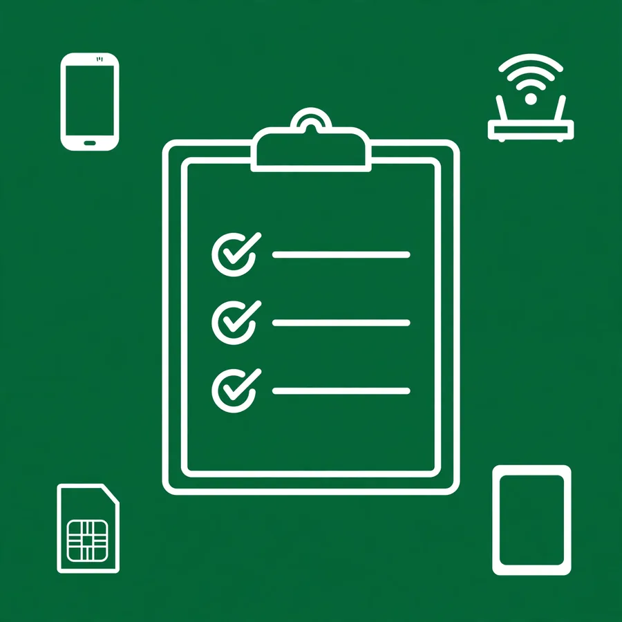 SIM inventory checklist infographic: devices and SIMs to count