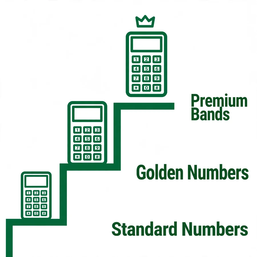 Choice numbers infographic: standard, golden, premium