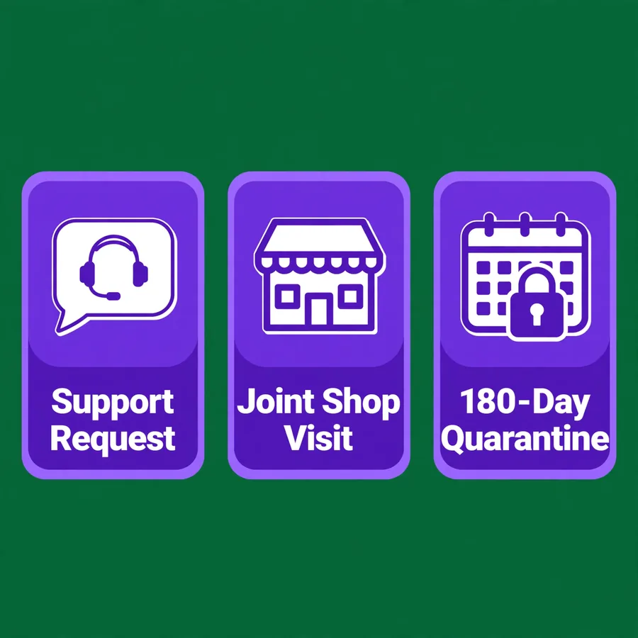 Ending an ONIC SIM infographic: support request, joint shop, quarantine