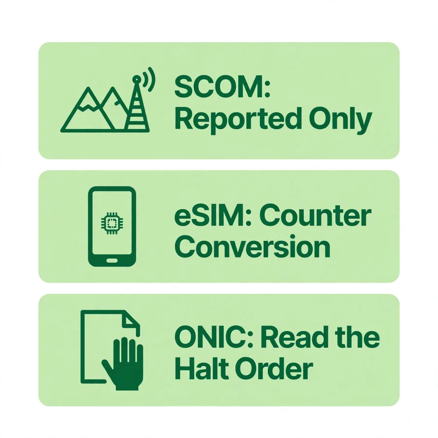 Special cases infographic: SCOM, eSIM, ONIC porting