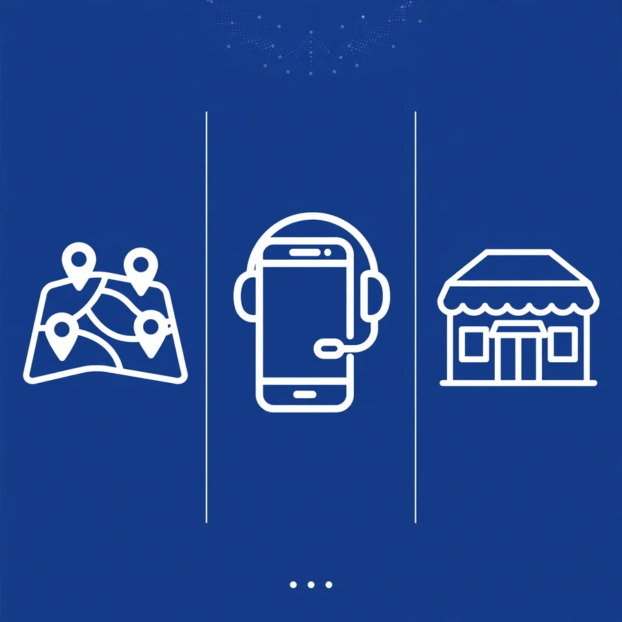 Find a Telenor franchise infographic: locator, app, helpline
