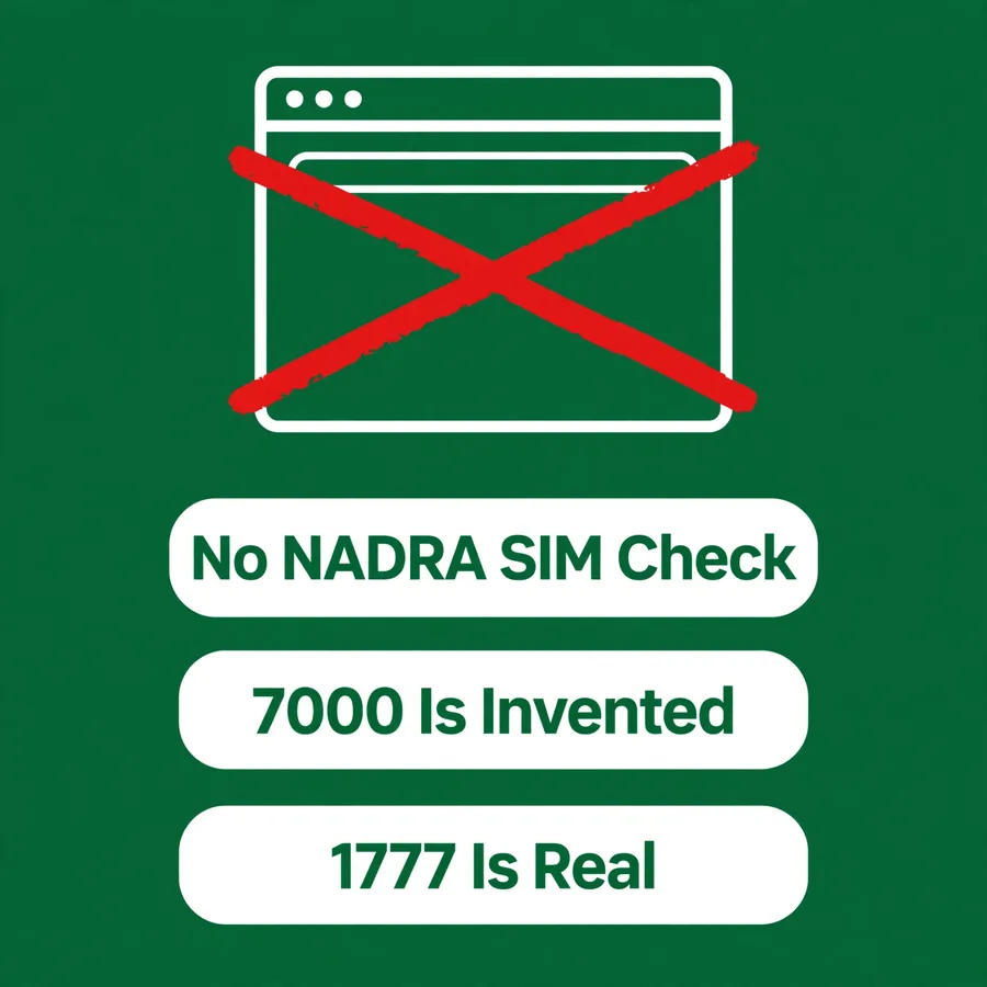 Confusions busted infographic: no NADRA SIM check site
